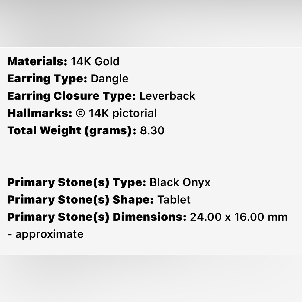 Elegant 14k Yellow Gold and Black Onyx Teardrop Earrings - Picture 6 of 6